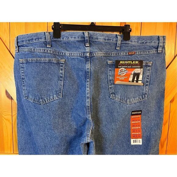 Rustler Regular Fit Straight Leg Heavyweight  Denim Jeans 46x32 NWT (2017) - Picture 4 of 6